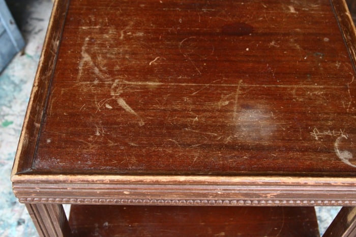 how to paint and distress a small table black (2)