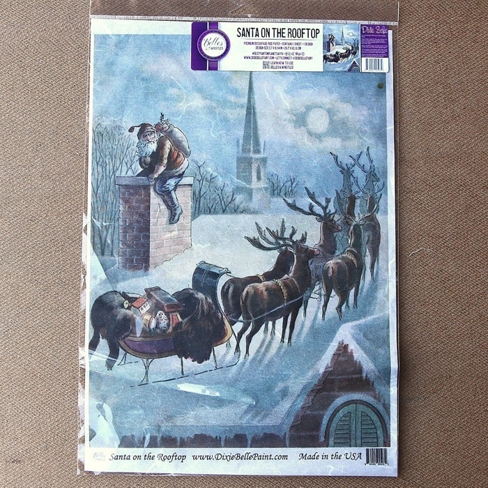 Santa on the Rooftop decoupage rice paper from Dixie Belle