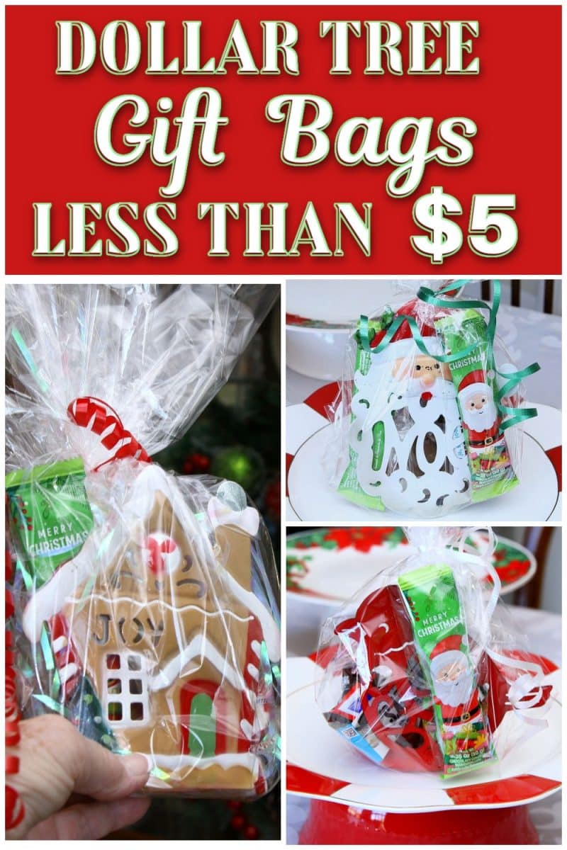 How to make fun Dollar Tree gift bags with candle holders, tealights, and candy.