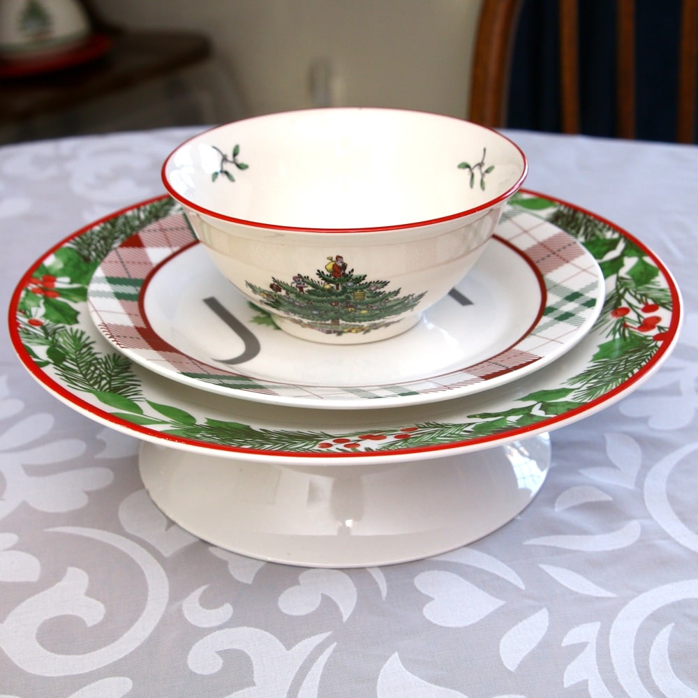 pretty cake stands made with dishes from Dollar Tree, TJMAXX, and thrift stores (1)