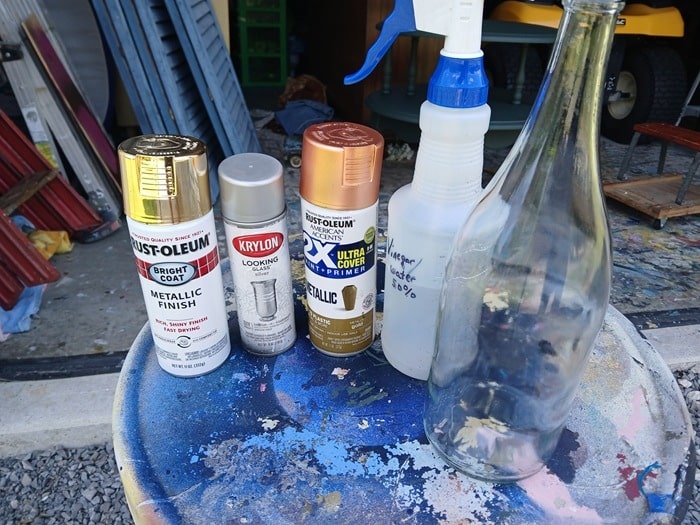 how to make mercury glass wine bottles with brilliant gold and metallic gold spray paint (8)
