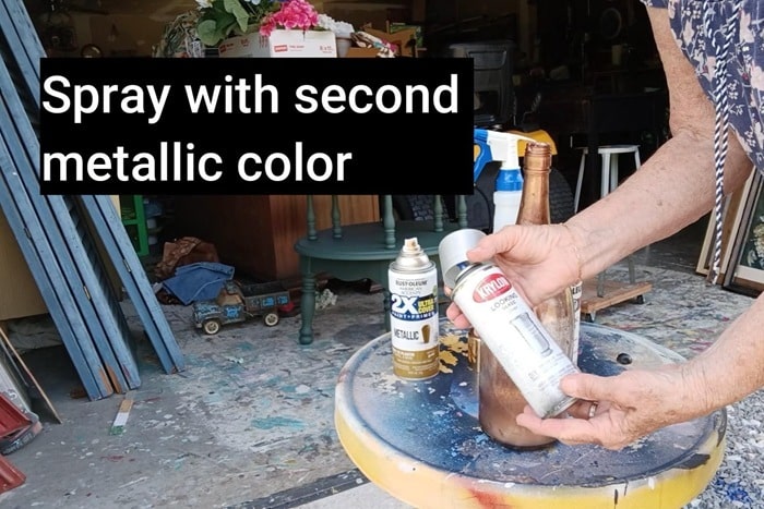 use multiple metallic colors to make mercury glass at home