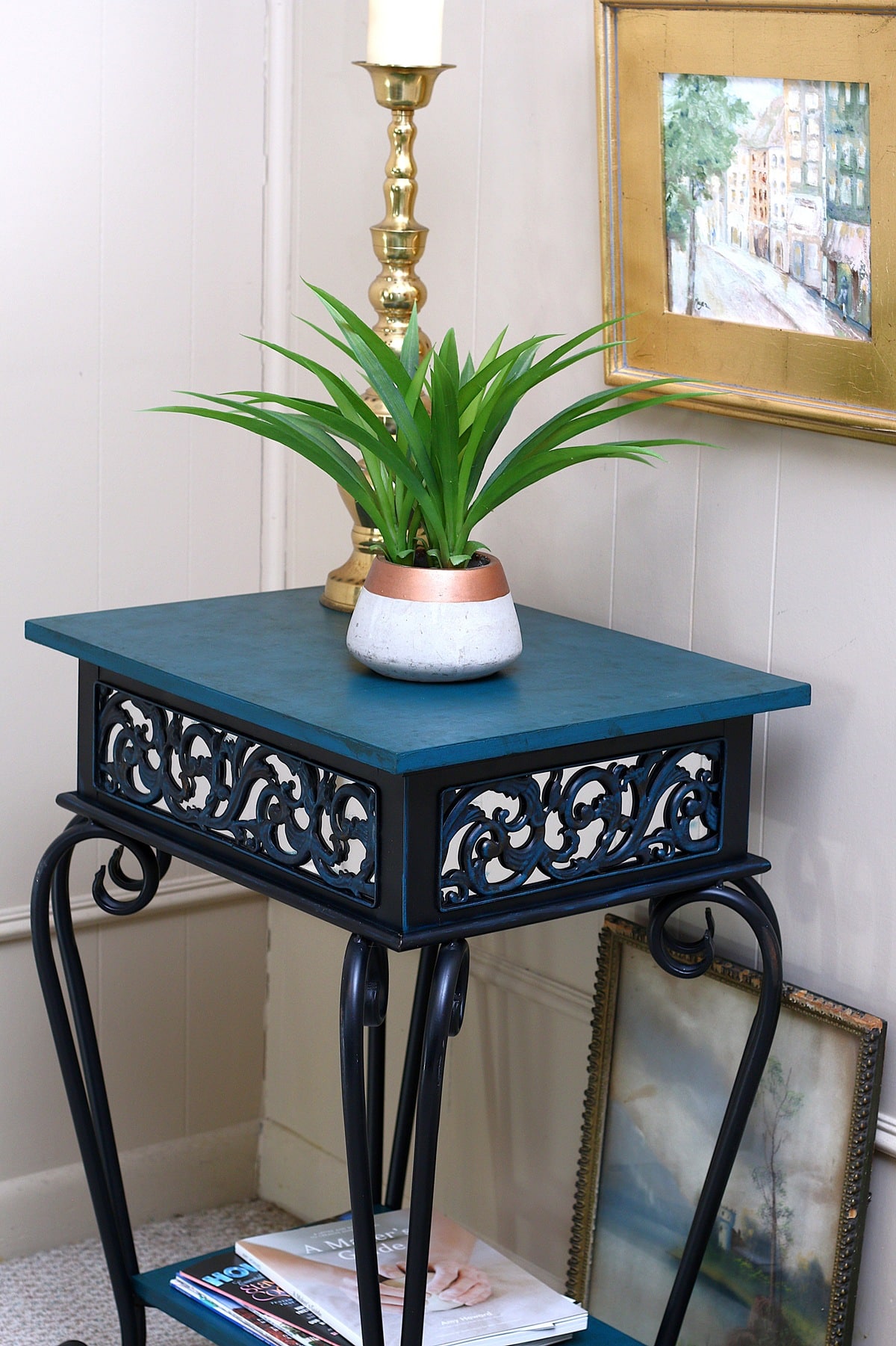 how to paint and antique a faux wood table