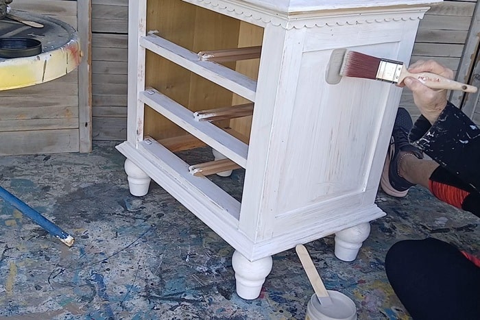painting furniture with Dixie Belle Chalk Mineral paint color French Linen
