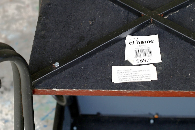 price tag on At Home table