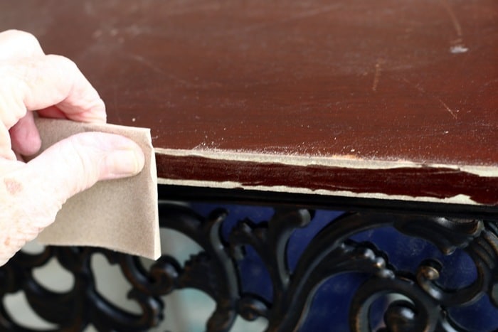 sanding furniture by hand
