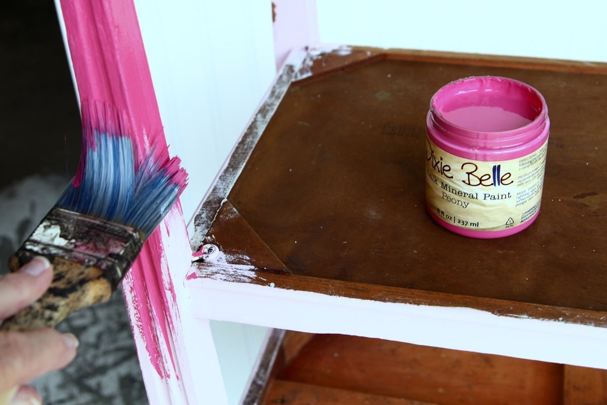 painting furniture with Dixie Belle Chalk Mineral Paint color Peony (3)