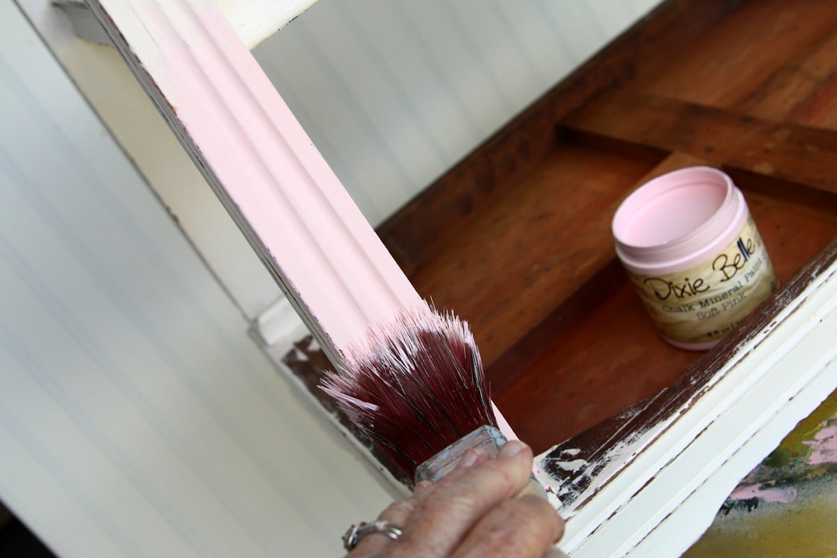 painting furniture with Dixie Belle Chalk Mineral Paint in Soft Pink (4)