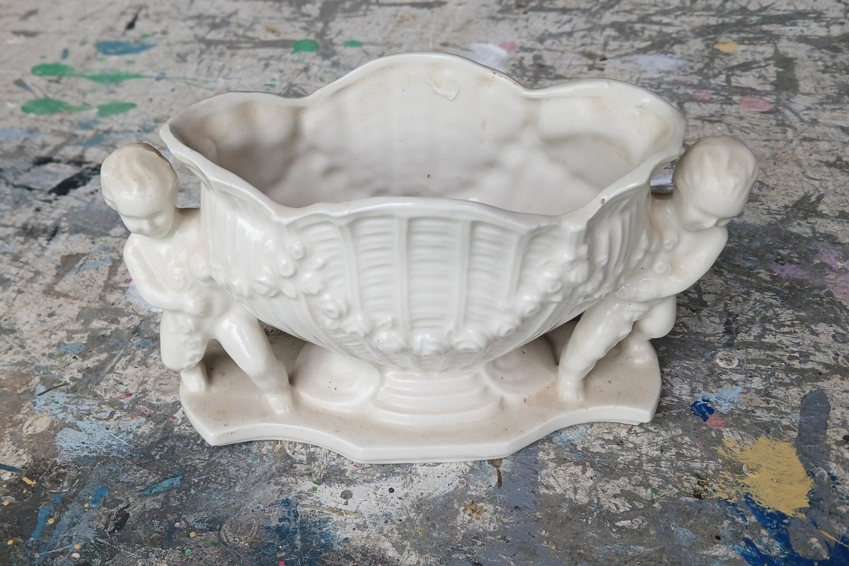 before makeover vintage planter