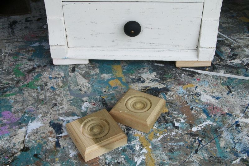 how to add feet or wood blocks to a nightstand