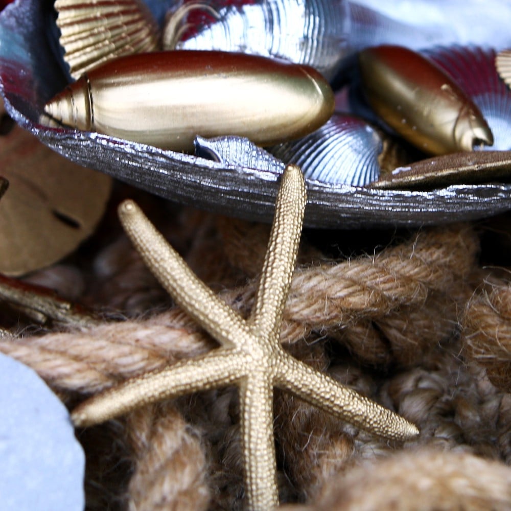 make designer decor with metallic silver and gold seashells 
