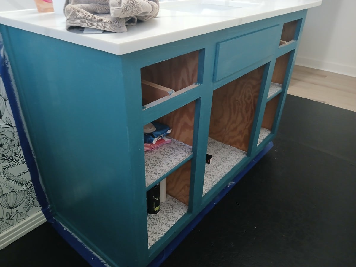 how to paint a bathroom vanity with Dixie Belle Paint