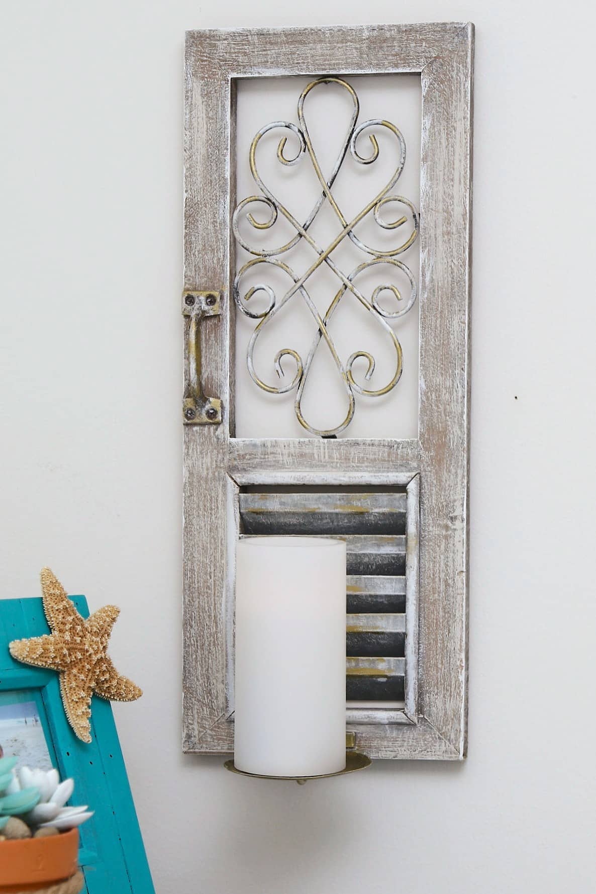 repurposed wall decor, rustic candle holder makeover