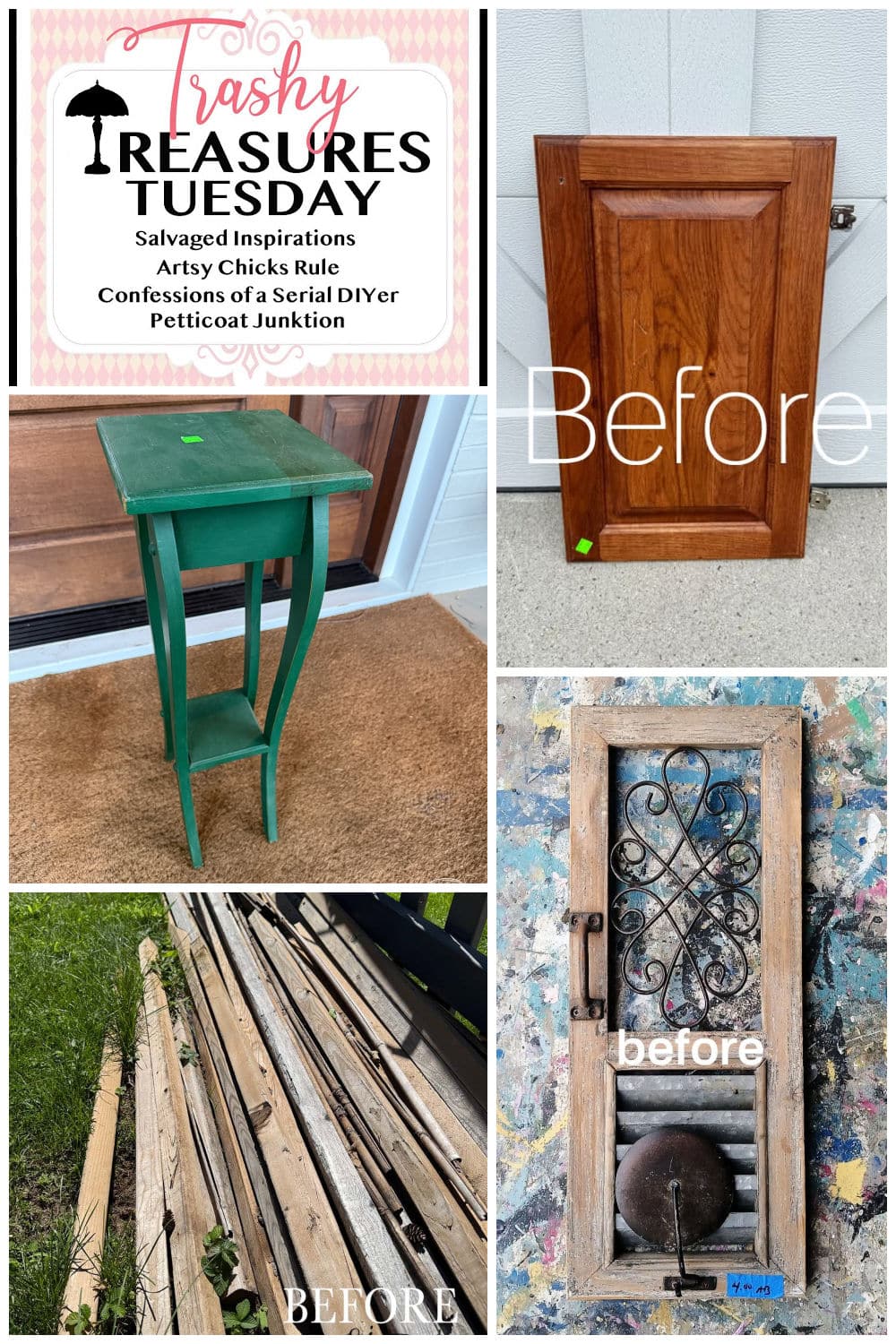 Trashy Treasures Tuesday photo of projects before makeovers