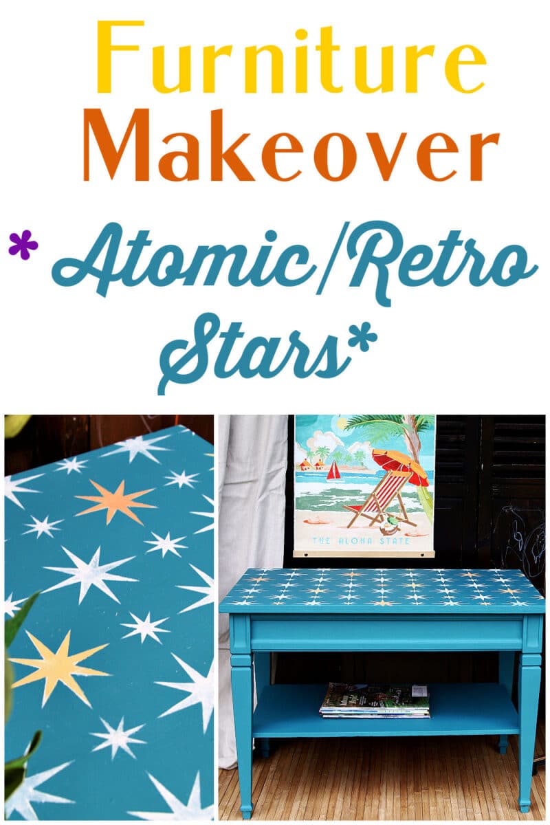 furntiure makeover with atomic stars for a mid century modern vibe