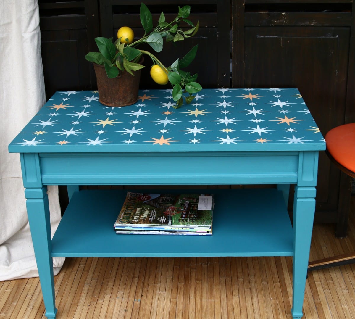 how to paint and stencil a mid century modern table (2)