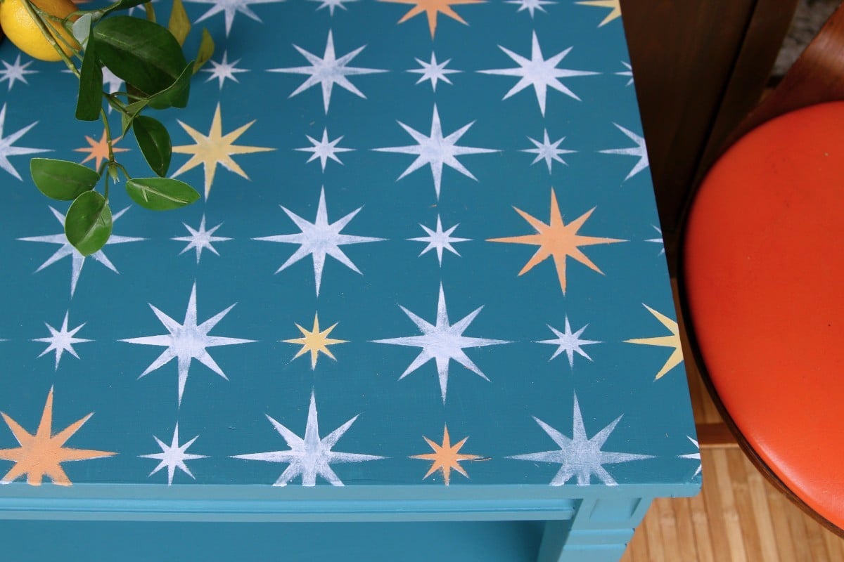 how to paint and stencil a mid century modern table