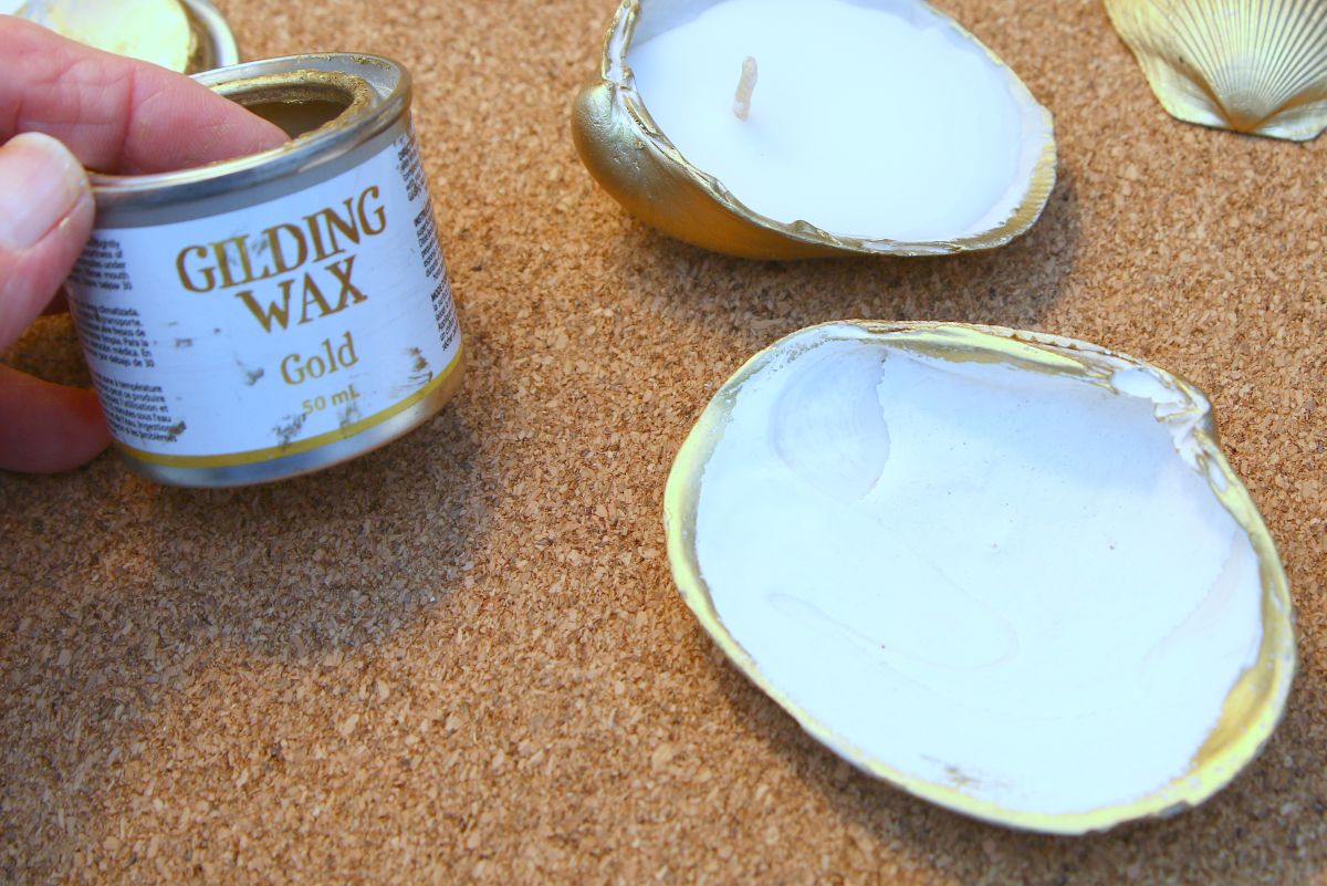 how to use gold gilding wax on seashells