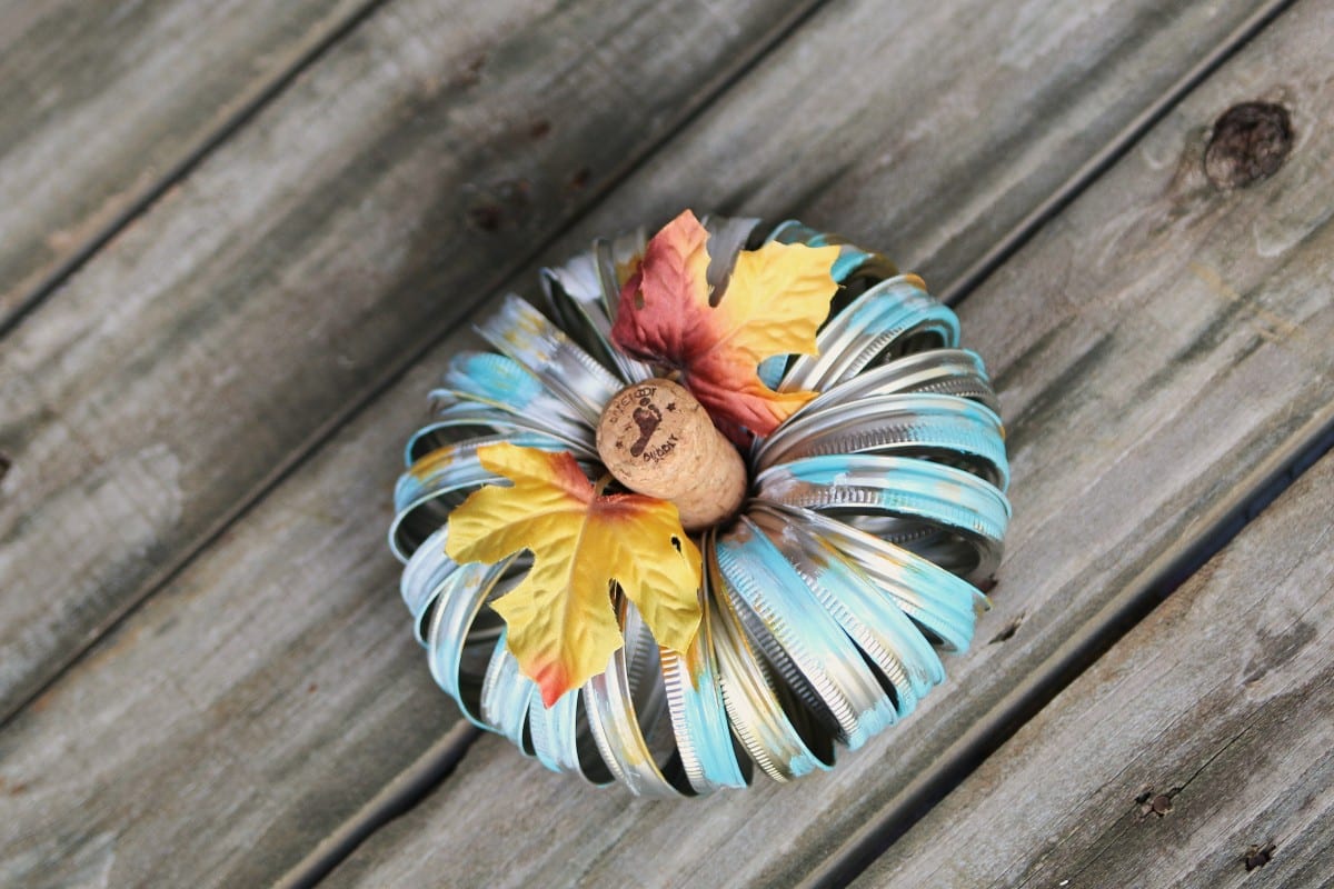 colorful diy Mason jar ring pumpkin 