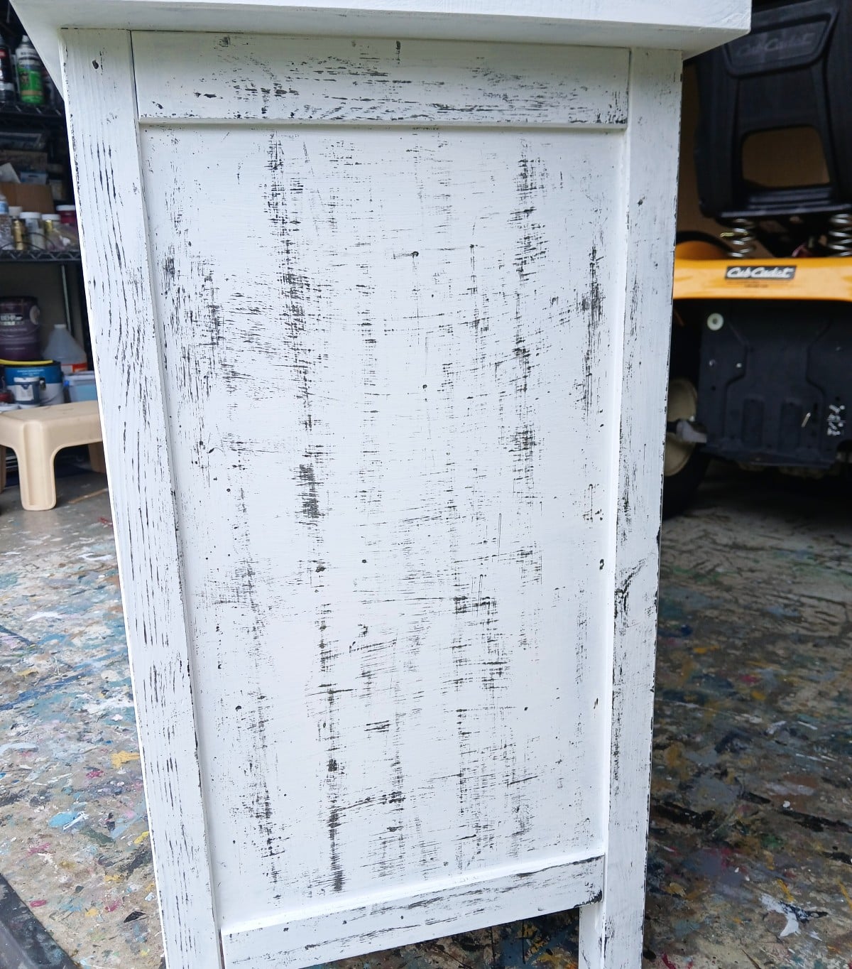 how to distress furniture with black paint